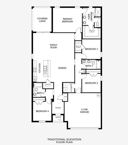 2D floor plan layout for the Miles by Landsea Homes in Trinity Gardens, Deland, FL (Image 3).