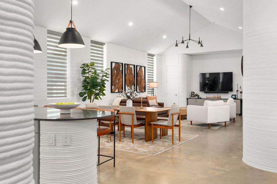 Furnished interior view inside a new home in Wolf Ranch: Genesis Collection, Georgetown (Image 4). Furnished interior view inside a new home in Wolf Ranch: Genesis Collection, Georgetown (Image 4).