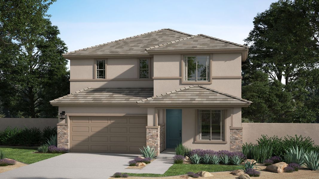 Representative exterior photo of a completed home built from the Antelope by Risewell Homes in Sunrise, Surprise, AZ (Image 3). Representative exterior photo of a completed home built from the Antelope by Risewell Homes in Sunrise, Surprise, AZ (Image 3).