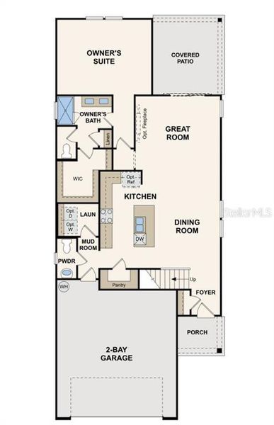 2D floor plan layout of this home in Palm Series at Seminole Palms, Palm Coast, FL (Image 2).