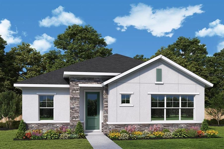 Front exterior of a new home in Vistera of Venice – Cottage Series, Nokomis, FL, highlighting curb appeal (Image 1).