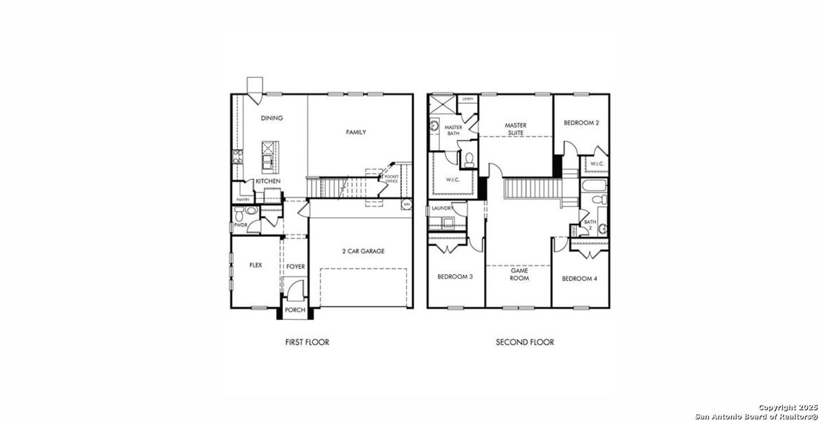2D floor plan layout of this home in Thomas Pond, San Antonio, TX (Image 3).