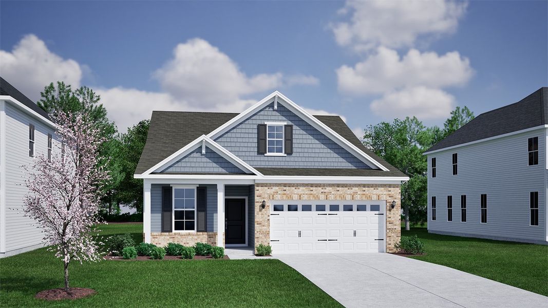 Representative exterior photo of a completed home built from the Adler - Vanguard Collection by Mungo Homes in Ovation at Sweetbrier, Durham, NC (Image 10).
