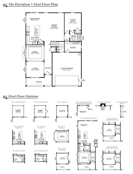2D floor plan layout for the Davidson by Eastwood Homes in Oakley Pointe, Moncks Corner, SC (Image 3).