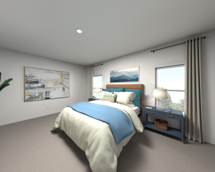 Primary bedroom in the Valentia floorplan