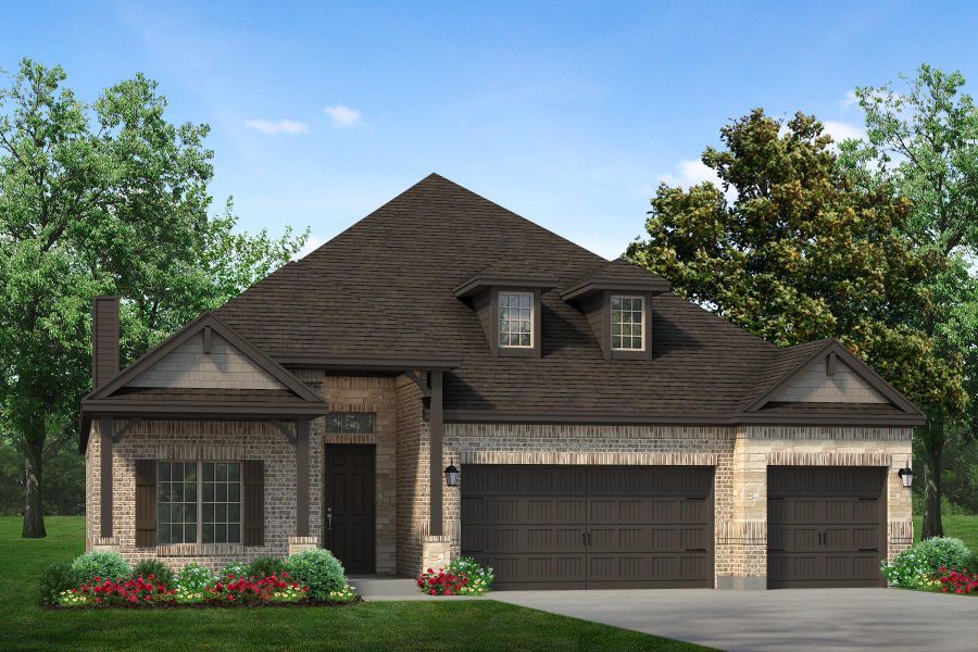 Representative exterior photo of a completed home built from the Cedarwood II by Sandlin Homes in Timberbrook, Justin, TX (Image 17).