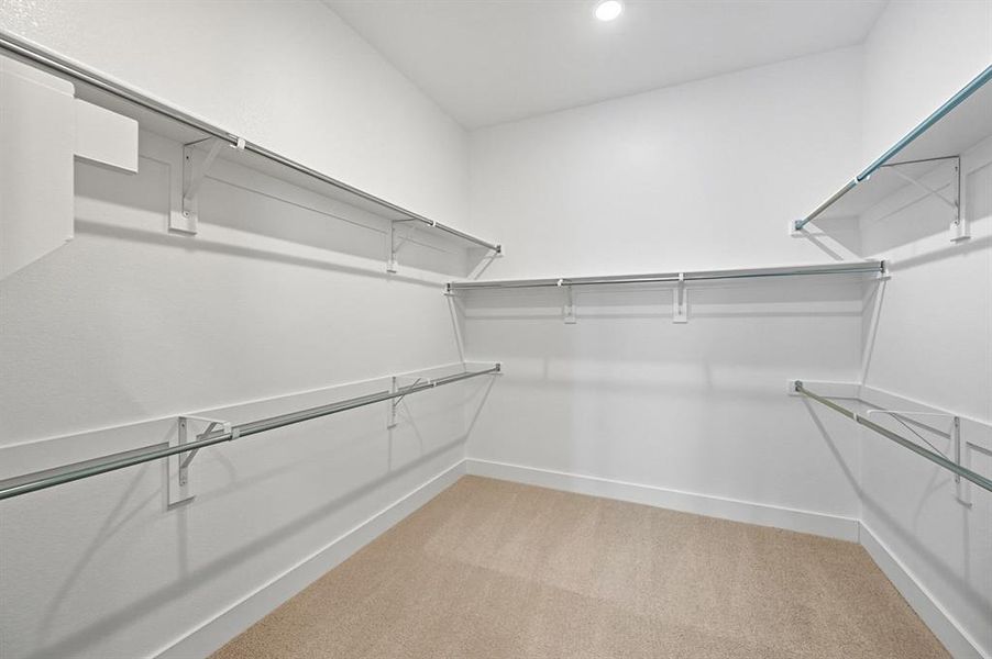 Spacious closet with light carpet Spacious closet with light carpet