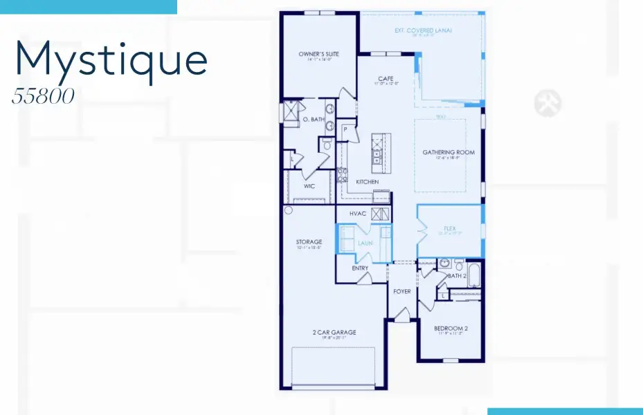 2D floor plan layout of this home in Del Webb Oak Creek, North Fort Myers, FL (Image 2).