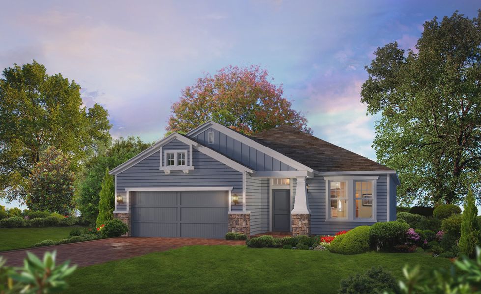 Representative exterior photo of a completed home built from the Oakland by ICI Homes in Mosaic, Daytona Beach, FL (Image 5).