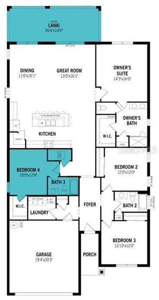 2D floor plan layout of this home in Sunstone at Wellen Park, Venice, FL (Image 4).