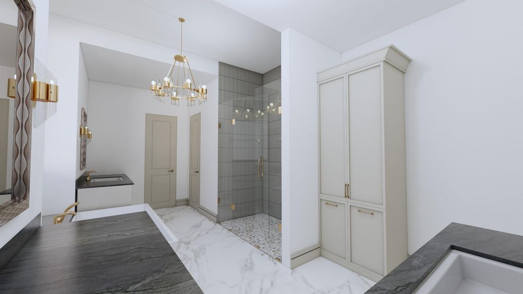 Another view of the luxurious primary suite's bathroom.