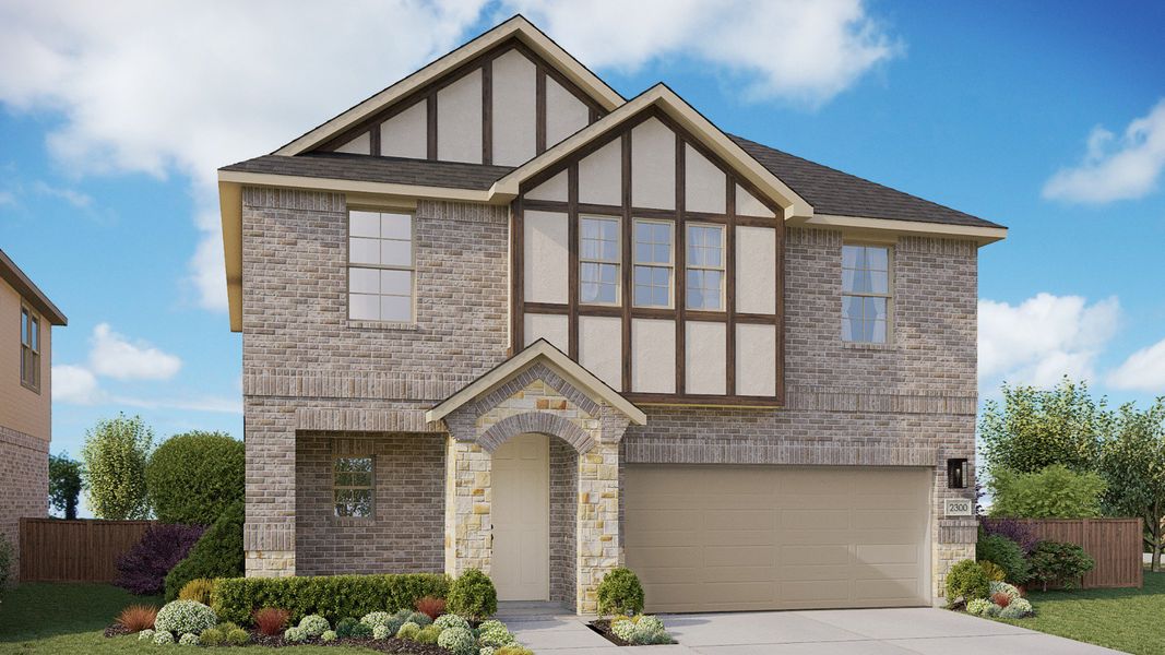 Representative exterior photo of a completed home built from the Maui by DRB Homes in Parkside on the River, Georgetown, TX (Image 1). Representative exterior photo of a completed home built from the Maui by DRB Homes in Parkside on the River, Georgetown, TX (Image 1).