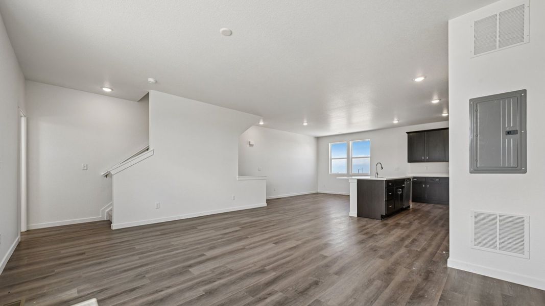 Furnished interior view inside a new home in Windler Townhomes, Aurora (Image 15). Furnished interior view inside a new home in Windler Townhomes, Aurora (Image 15).