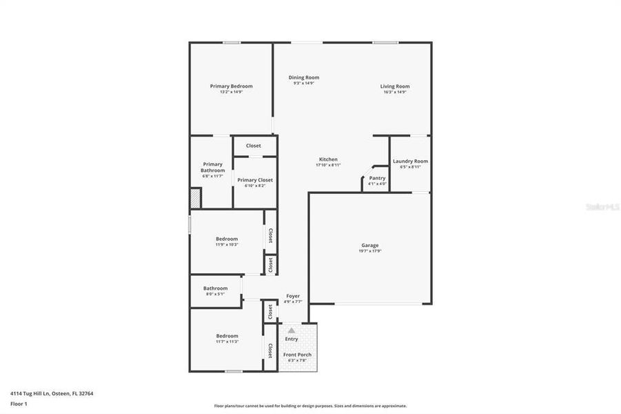 2D floor plan layout of this home in Vineland Reserve, Osteen, FL (Image 5).