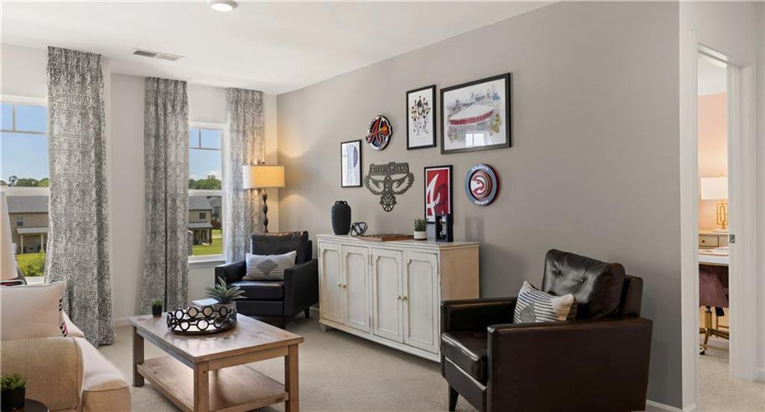 Furnished interior view inside a new home in Bridle Creek, Locust Grove (Image 2). Furnished interior view inside a new home in Bridle Creek, Locust Grove (Image 2).