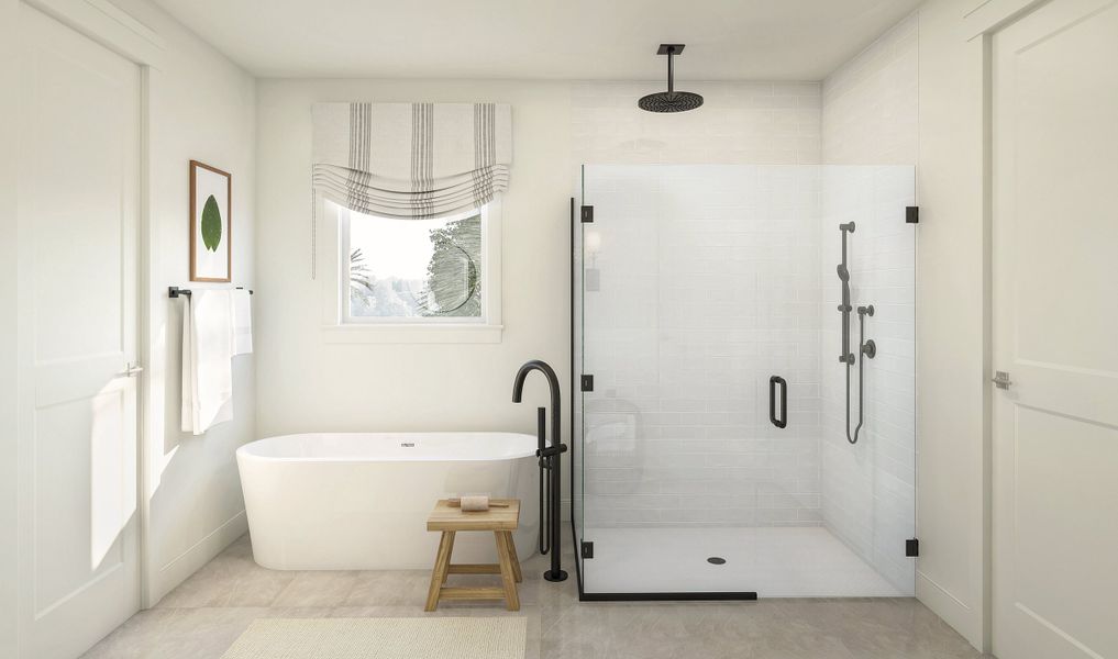 Primary bath shower with vessel tub Primary bath shower with vessel tub