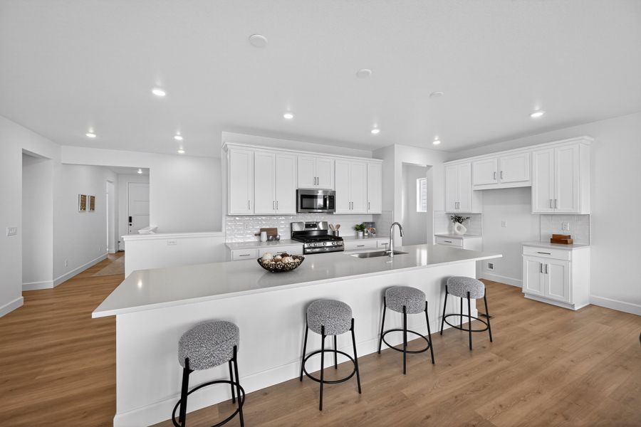 Furnished interior view inside a new home in Trailstone, Arvada (Image 9). Furnished interior view inside a new home in Trailstone, Arvada (Image 9).