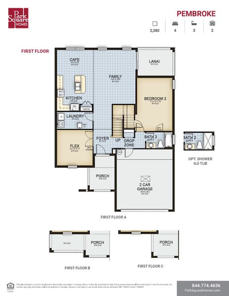 2D floor plan layout for the Pembroke by Park Square Residential in Highfield at Twisted Oaks, Wildwood, FL (Image 3). 2D floor plan layout for the Pembroke by Park Square Residential in Highfield at Twisted Oaks, Wildwood, FL (Image 3).