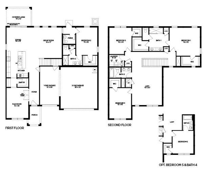 2D floor plan layout for the Crawford by D.R. Horton in Harbor Lake Estates, Titusville, FL (Image 3). 2D floor plan layout for the Crawford by D.R. Horton in Harbor Lake Estates, Titusville, FL (Image 3).