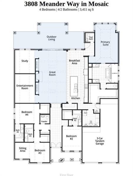2D floor plan layout of this home in Mosaic, Celina, TX (Image 4).
