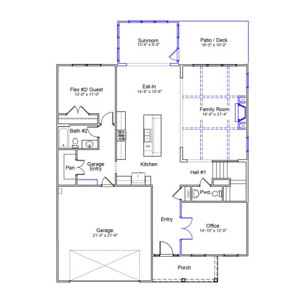2D floor plan layout of this home in Grand Park, Leland, NC (Image 2).