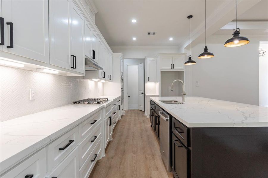 Recessed lighting in the kitchen