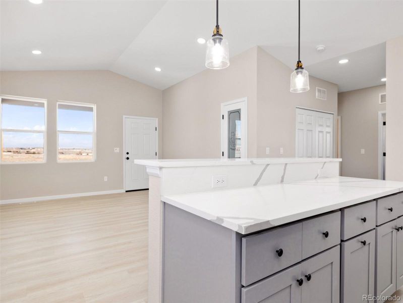 Kitchen and dining/family room combo Kitchen and dining/family room combo