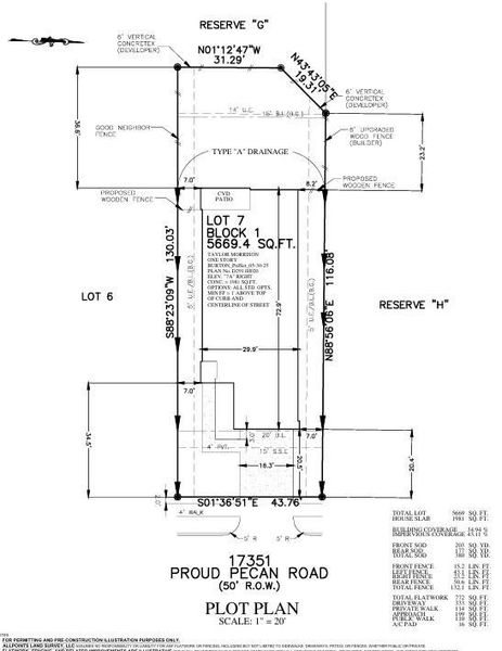 17351 Proud Pecan Road Preliminary Plot Plan 17351 Proud Pecan Road Preliminary Plot Plan