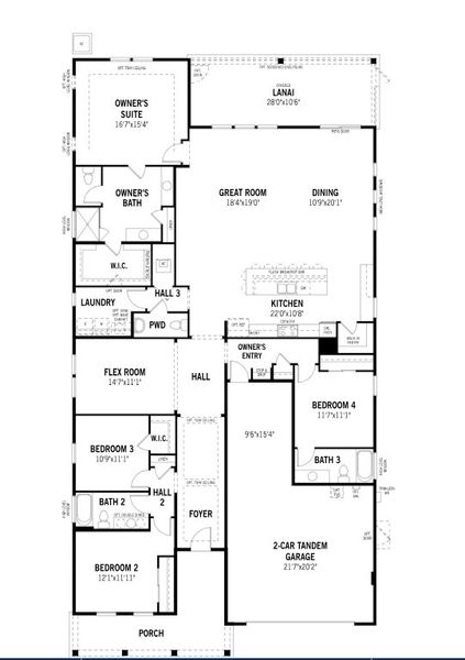 2D floor plan layout for the Grove by Mattamy Homes in RiverTown - Cove, St. Johns, FL (Image 3).