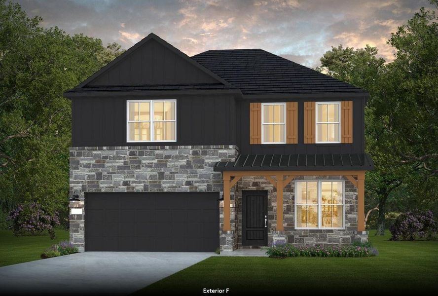Front exterior of a new home in Ryehill, Sugar Land, TX, highlighting curb appeal (Image 1). Front exterior of a new home in Ryehill, Sugar Land, TX, highlighting curb appeal (Image 1).