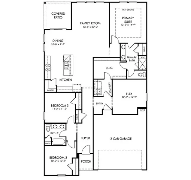 2D floor plan layout of this home in Cypress Ridge - The Coastline Series, Longs, SC (Image 2). 2D floor plan layout of this home in Cypress Ridge - The Coastline Series, Longs, SC (Image 2).