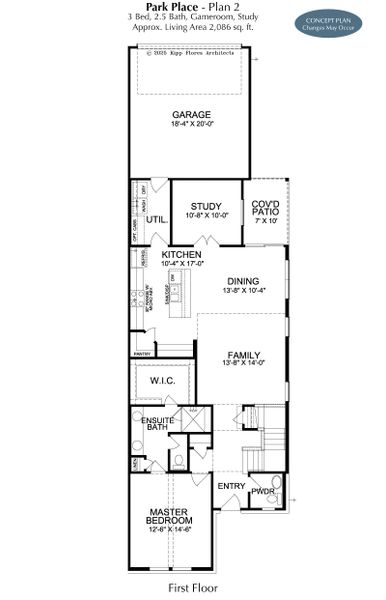2D floor plan layout for the Park Place by Landon Homes in Fields - East Village, Frisco, TX (Image 3).