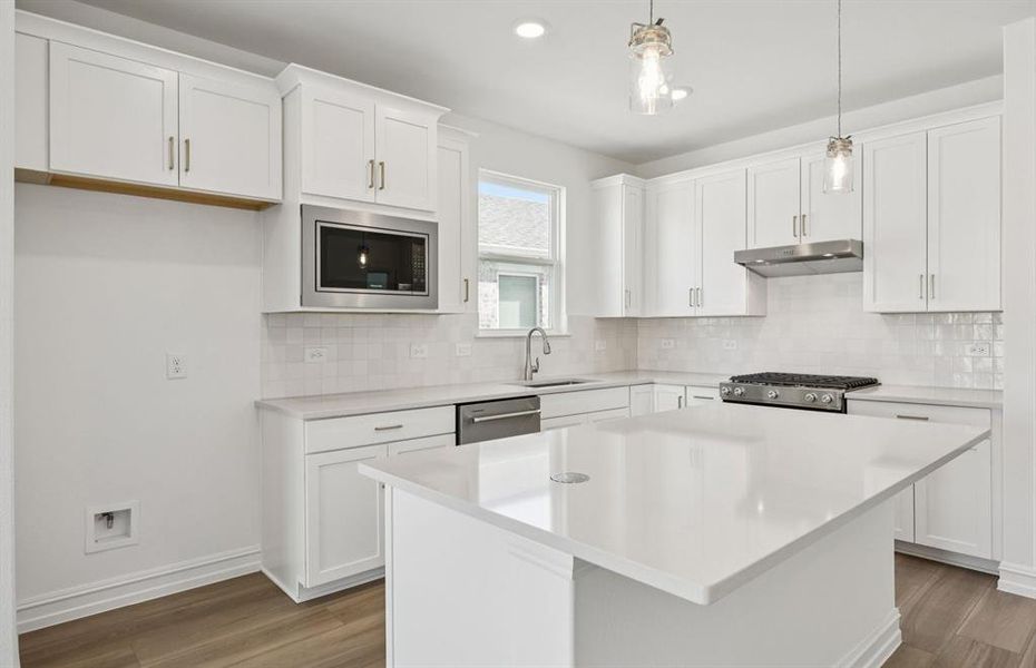 Spacious kitchen with natural light,