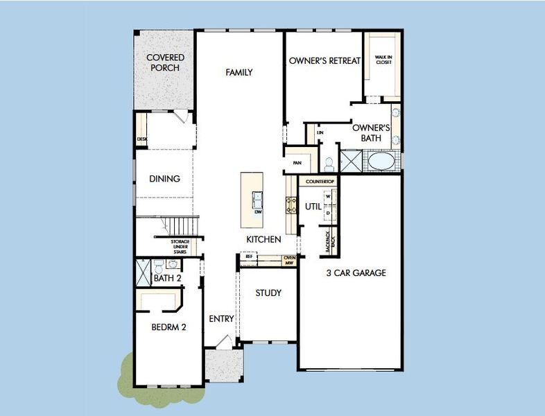 2D floor plan layout for the The Mccamey by David Weekley Homes in Goodland – Manor Series, Grand Prairie, TX (Image 3). 2D floor plan layout for the The Mccamey by David Weekley Homes in Goodland – Manor Series, Grand Prairie, TX (Image 3).