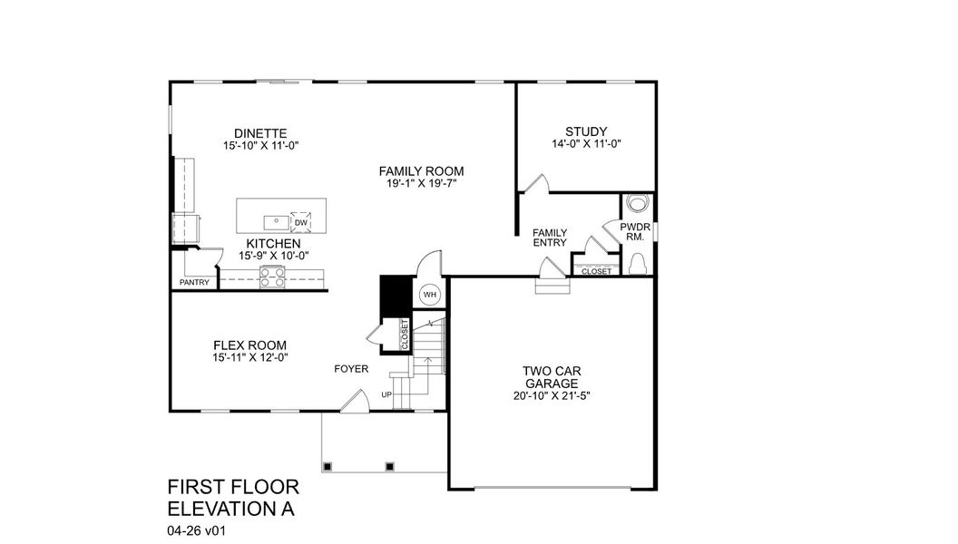 2D floor plan layout for the Saint Lawrence by Ryan Homes in Gates Run, Gates, NC (Image 2).