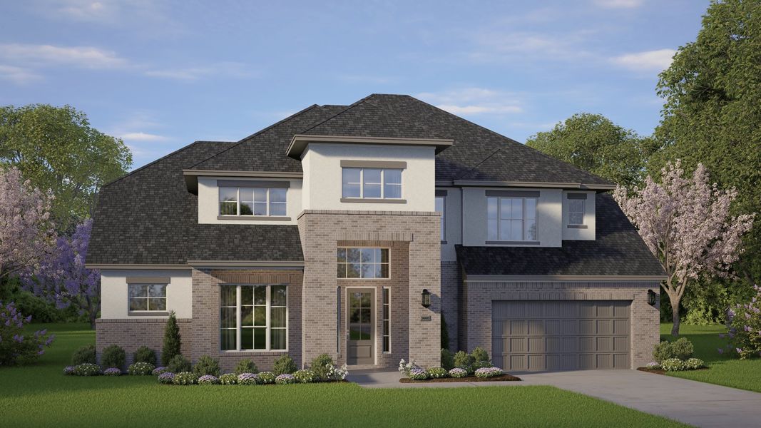 Representative exterior photo of a completed home built from the Spieth 70″ Lot by Chesmar Homes in Riceland, Mont Belvieu, TX (Image 2). Representative exterior photo of a completed home built from the Spieth 70″ Lot by Chesmar Homes in Riceland, Mont Belvieu, TX (Image 2).