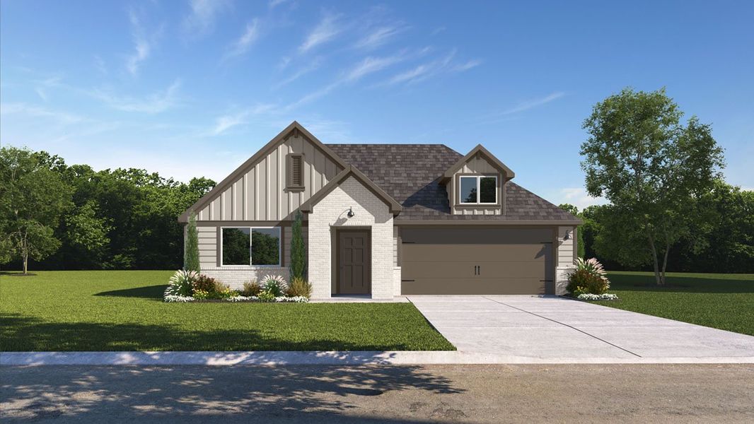 Representative exterior photo of a completed home built from the Seabrook by D.R. Horton in Park Meadows, Lorena, TX (Image 1). Representative exterior photo of a completed home built from the Seabrook by D.R. Horton in Park Meadows, Lorena, TX (Image 1).