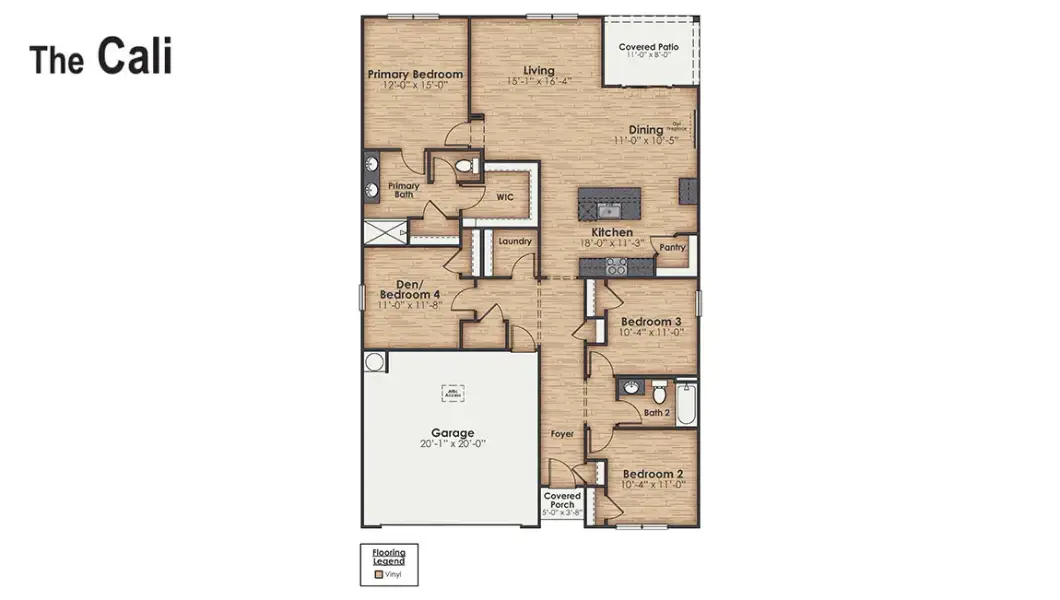 2D floor plan layout of this home in Vineyard Trail, Jacksonville, NC (Image 4).