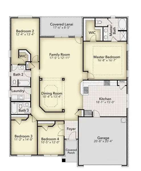 2D floor plan layout for the 2316 by Adams Homes in Hidden Pines, Cameron, NC (Image 3).