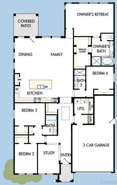 2D floor plan layout for the The Monticello by David Weekley Homes in Alston at Soleo, San Tan Valley, AZ (Image 3).