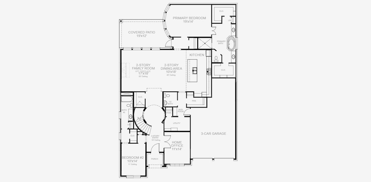 2D floor plan layout for the 3797W by Perry Homes in Ramble, Celina, TX (Image 4).