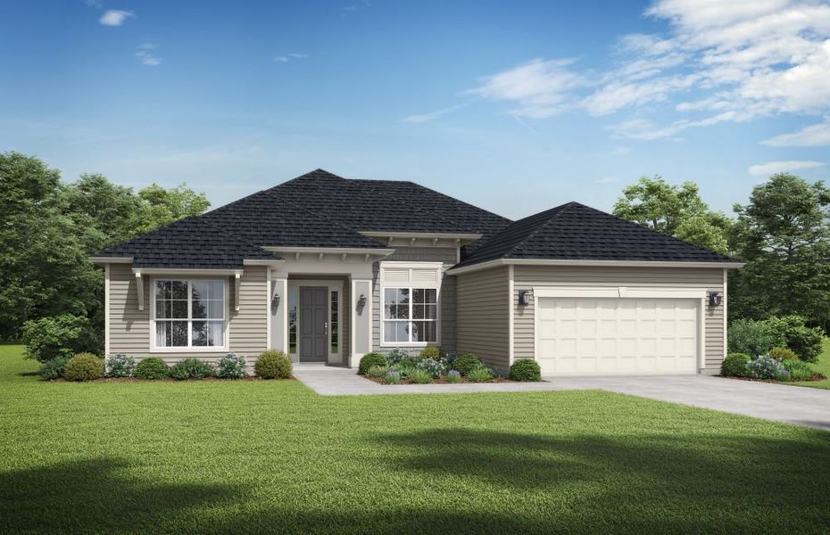 Representative exterior photo of a completed home built from the Ridgecrest by SEDA New Homes in Sandy Ridge, Yulee, FL (Image 2). Representative exterior photo of a completed home built from the Ridgecrest by SEDA New Homes in Sandy Ridge, Yulee, FL (Image 2).
