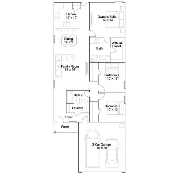 2D floor plan layout of this home in Magnolia Ridge, Magnolia, TX (Image 3).