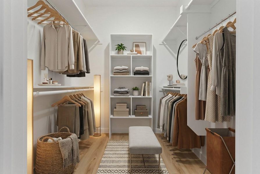 Another view of the gorgeous walk-in closet.  Virtually staged.