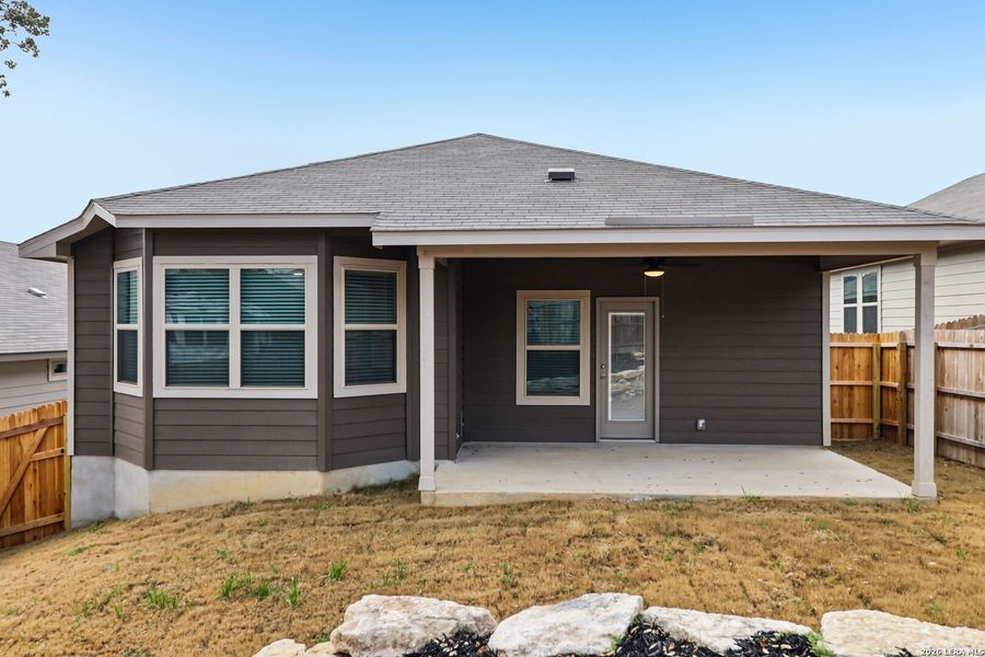 Exterior details and patio area of a home in Scenic Crest - Premier Series, Boerne (Image 33). Exterior details and patio area of a home in Scenic Crest - Premier Series, Boerne (Image 33).