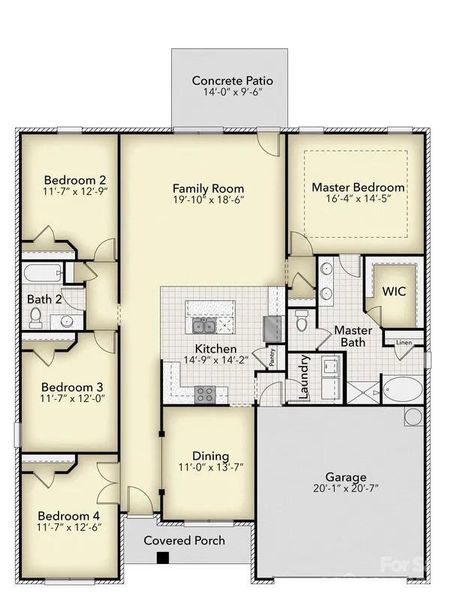 2D floor plan layout of this home in Kerns Ridge, Salisbury, NC (Image 3). 2D floor plan layout of this home in Kerns Ridge, Salisbury, NC (Image 3).
