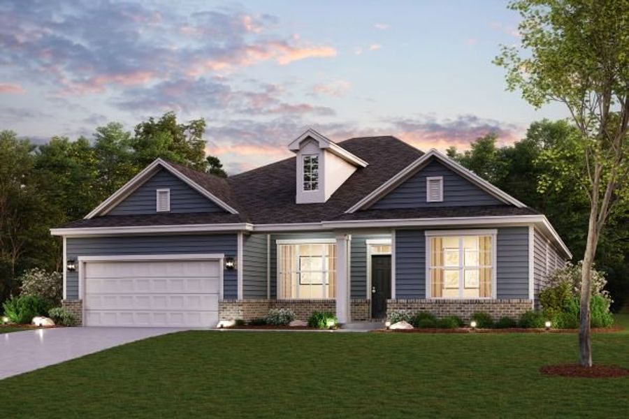 A house with a large front yard.