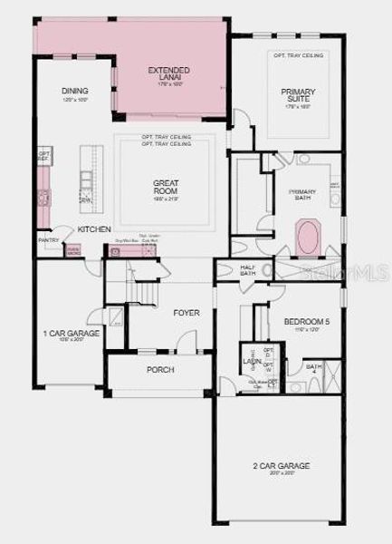 2D floor plan layout of this home in Hammock at Two Rivers, Zephyrhills, FL (Image 4).