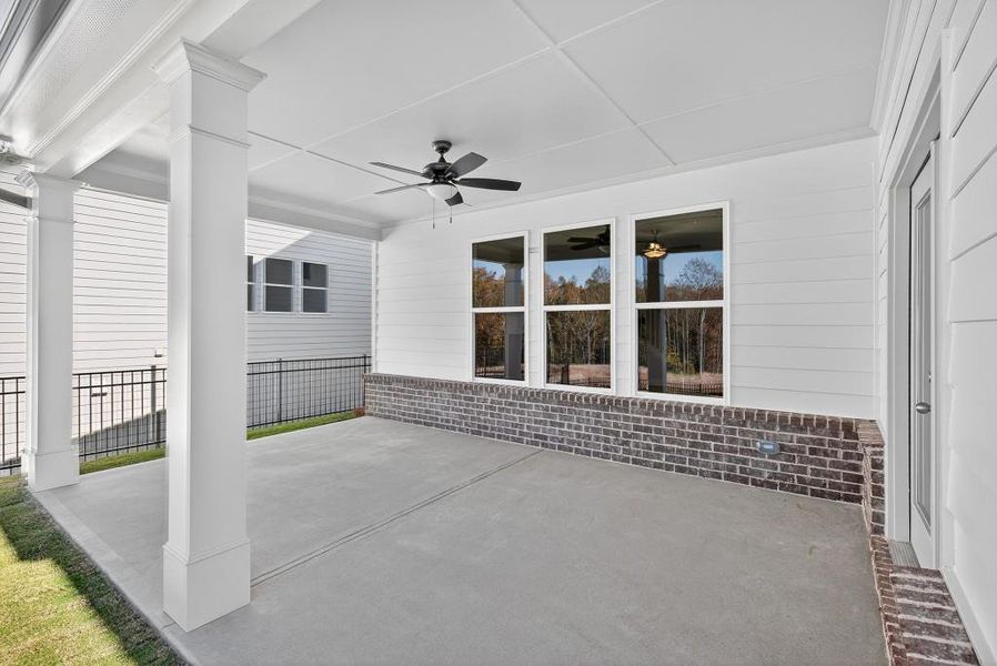 Exterior details and patio area of a home in Hemingway, Flowery Branch (Image 2).
