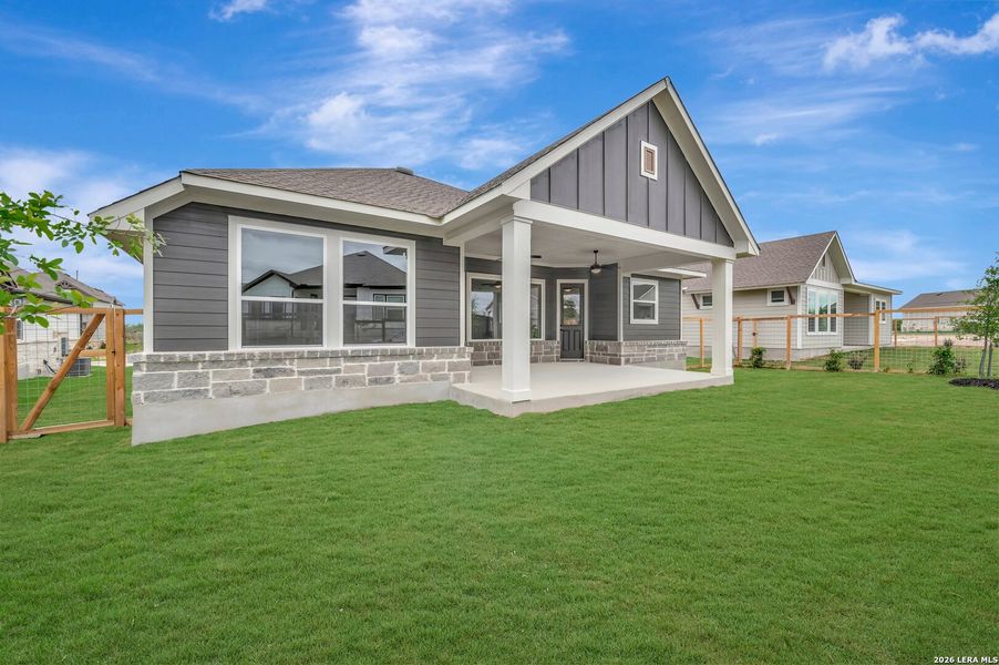 Exterior details and patio area of a home in The Crossvine 55’, Schertz (Image 23).